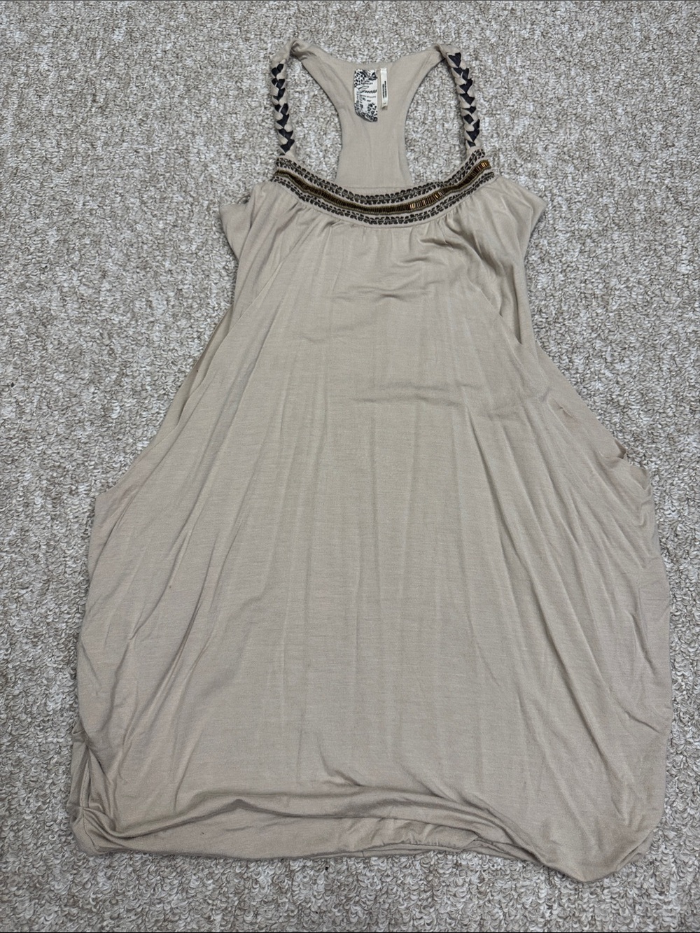 Guess Beige Embellished Racerback Tank